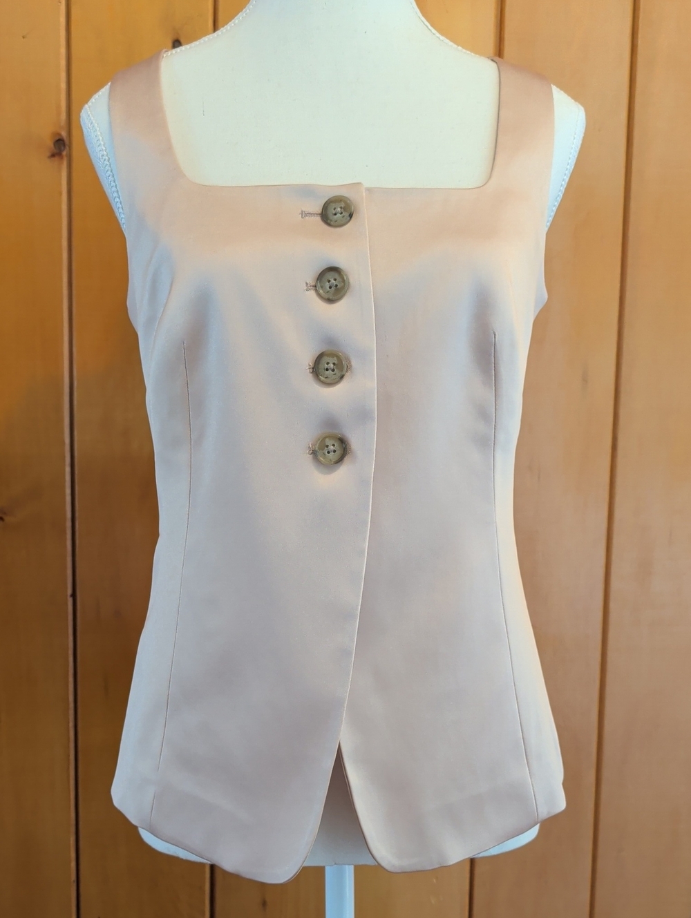 Banana Republic Cream Square-Neck Tank with Button Front